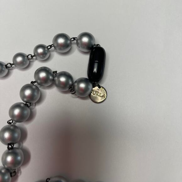 Furla Italy Italian beaded necklace gray and black beads long, wrappable jewelry - Picture 7 of 16